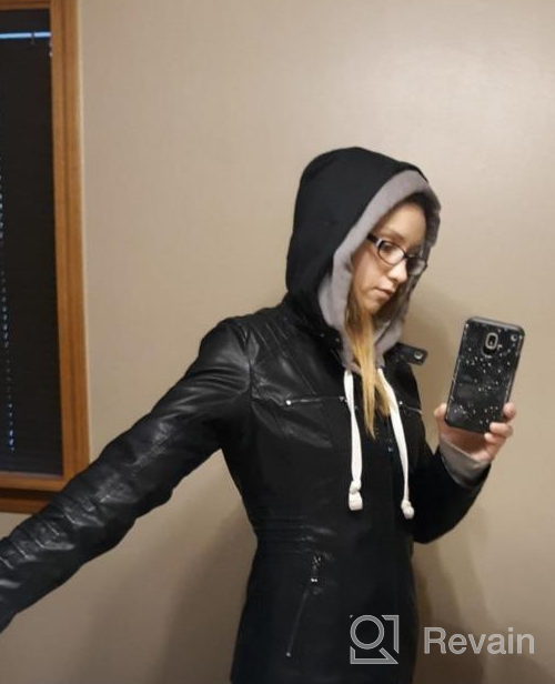 img 1 attached to Tanming Women'S Faux Leather Jackets With Removable Hood review by Nikki Lewis