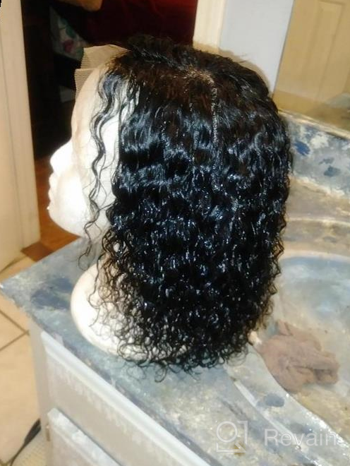 img 1 attached to 🌟 Larhali Short Curly Bob Wig: 13x6 HD Transparent Lace Front, Brazilian Virgin Human Hair for Black Women - Kinky Curly, Pre-Plucked, 150% Density (12inch) review by Jay Koterba