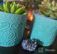 img 1 attached to Set Of 2 Small Ceramic Plant Pots With Beaded Embossed Design And Solid Bottom For Succulents And Flowers - 4-Inch Cobalt Blue Indoor Planters By MyGift review by Rachel Smith