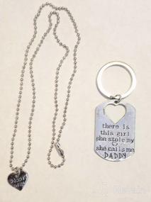 img 7 attached to 👨 Daddy's Girl Stainless Steel Heart Pendant Necklace & Keychain: Perfect Father-Daughter Set for the Best Family Gift