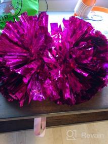 img 5 attached to Premium Pack of 4 Foil Plastic Metallic Cheerleading Pom Poms for Team 🎉 Spirit and Cheering - 12 inch, 80g - Ideal for Cheer Sport, Kids, and Adults