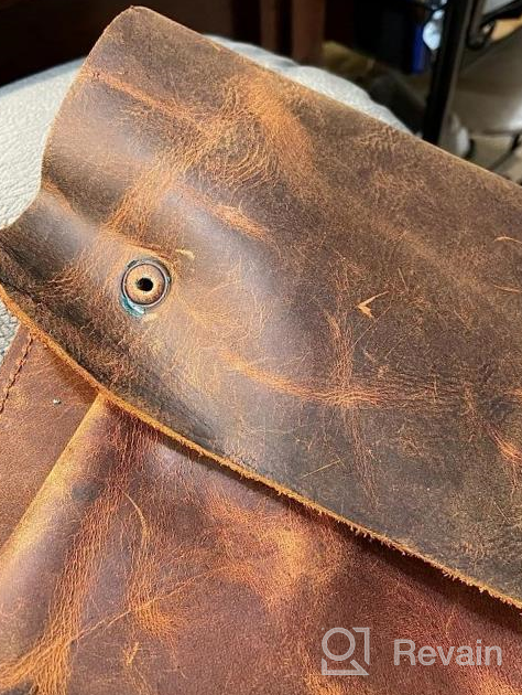 img 1 attached to Full Grain Leather File Folder Organizer Document Holder Portfolio For Men, Moonster 13" 14" 15” Laptop & Tablet Sleeve Case review by Fred Maki