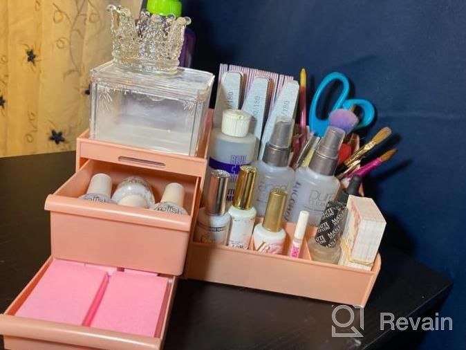 img 1 attached to Organize Your Beauty Essentials With Our Elegant Makeup Desk Drawer Organizer In Blue review by Russ Conrad