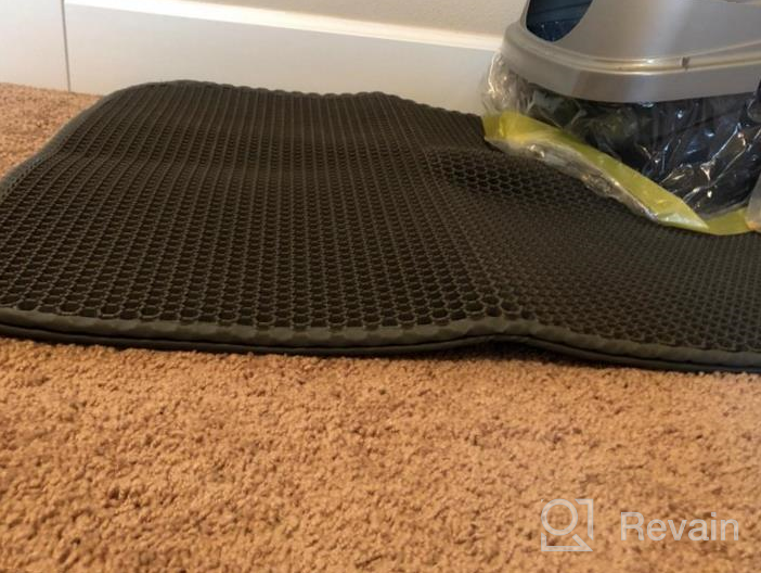 img 1 attached to WePet Cat Litter Mat: Urine-Proof, Easy Clean Double Layer Mats For Scatter Control & Tray Box Rug Carpet review by Rhett Fifer