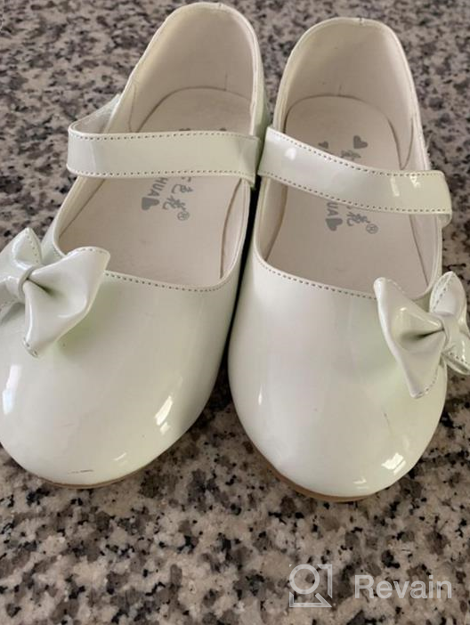 img 1 attached to 🌸 Flower Girls Princess Casual Mary Janes Ballet Flats with Cute Bow - Ideal Back to School Uniform Dress Shoes by WUIWUIYU review by Kayty Michaels