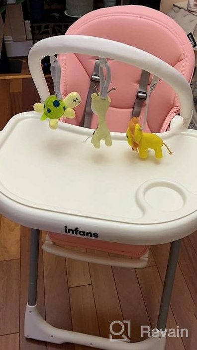 img 1 attached to Foldable INFANS High Chair With 7 Height Levels, 4 Reclining Backrests, And 3 Footrest Settings For Babies And Toddlers - Removable Tray, Built-In Wheels With Locks, Pink review by Billy Branch