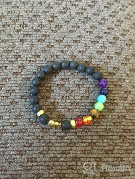 img 1 attached to 🧘 Chakra Bracelet - Elephants Gifts for Women and Men - Natural 8mm Lava Rock Bead Stress Relief Yoga Bracelet - Aromatherapy Essential Oil Diffuser Bracelet for Women, Girls review by Ronald Lunn