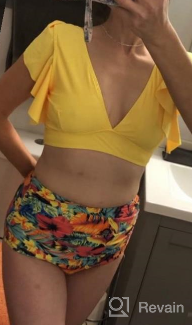 img 1 attached to 👙 SPORLIKE Tropical Print Bikini - Ruffle High-Waist Two-Piece Swimsuit with Push-Up for Women review by Jason Mulah