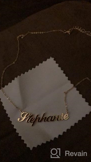 img 1 attached to 18K Gold Plated Custom Name Necklace for Women, Girls, Kids, and Teens 💎 - Personalized Plate Monogram Necklace with Personalized Name - M MOOHAM Gold Name Necklace review by Adam Allard