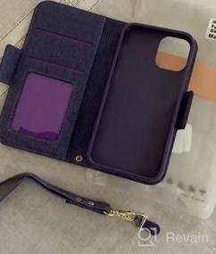 img 5 attached to Блокирующий RFID чехол для iPhone 12 Mini со съемным ручным ремешком и слотами для карт - чехол-бумажник Skycase ручной работы с флип-фолио для iPhone 12 Mini 5G (5,4 дюйма, 2020 г.) в цвете FG-Red