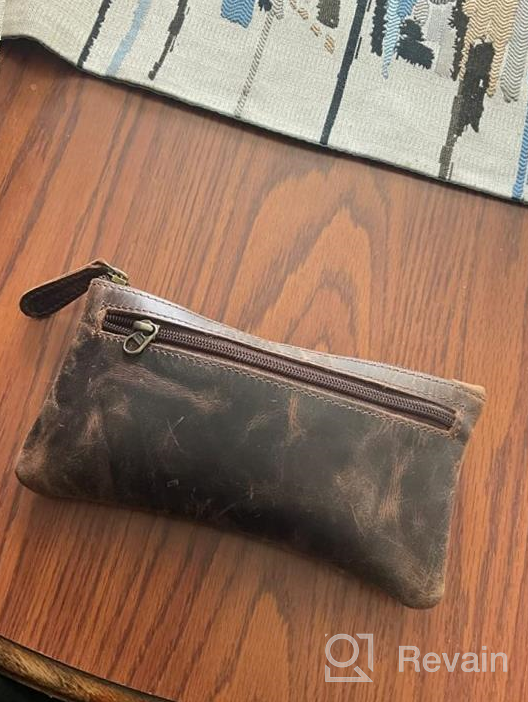 img 1 attached to Handcrafted Leather Pencil Case - Elegant, Practical & Durable 8"X4" Design W/ Side Pocket & Keyring! review by Chad Baio