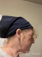 img 1 attached to Satin Lined Sleep Cap For Women And Men With Adjustable Strap, Stay On All Night Hair Bonnet Wrap, Navy (1 Pack) review by Rachel Brown