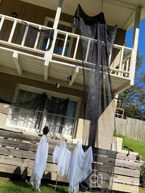 img 1 attached to VEYLIN Black Flying Ghost Hanging Decoration, 16.4Ft Horrifying Indoor Outdoor Gauze Skull Ghost Decoration For Halloween Party review by Dion Madison