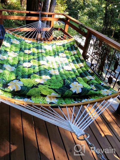 img 1 attached to Zupapa Quilted Double Hammock, 2 Person Hammock With Spreader Bar And Detachable Pillow, Heavy-Duty Hammock Perfect For Patio Yard, Large Hammocks With Carrying Bag review by Brian Price
