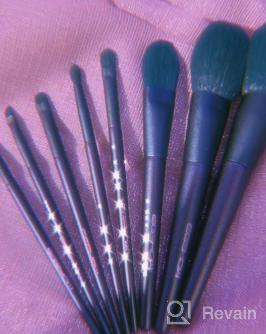 img 1 attached to Eigshow Premium Synthetic Makeup Brush Set For Foundation, Powder, Concealer, Blending, Eye Shadow And Face Kabuki - Jade Green Makeup Brush Sets With Cylinder review by James Cruz