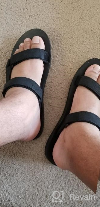 img 1 attached to Teva Leather 👡 Universal Slide Sandal - Black review by Keith Wachtel