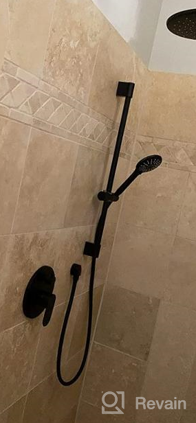 img 1 attached to Gabrylly Brushed Gold Wall Mounted Slide Bar Shower System With High Pressure 10" Rain Shower Head, 5-Setting Handheld Shower Set, And Valve Trim Diverter. review by David Forleo