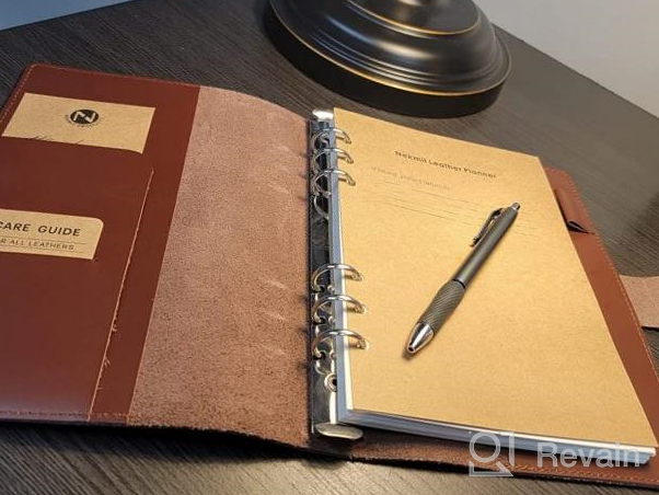 img 1 attached to Nekmit A5 Refillable Leather Planner 2023 - Monthly And Weekly Organizer With 6 Ring Binder, Pen Holder, And Inner Pockets, In Genuine Brown Leather Cover review by David Maxwell
