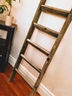 img 1 attached to 5Ft Premium Wood Rustic Ladder Shelf - Hallops Blanket Ladder For Quilt, Farmhouse Decor & Vintage Wooden Look (Thick Black) review by Andrew Patel