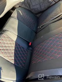 img 8 attached to Защитите свои автомобильные сиденья стильно с водонепроницаемыми кожаными чехлами для автомобильных сидений GIANT PANDA 5 - черный + красный, полный комплект, универсальный