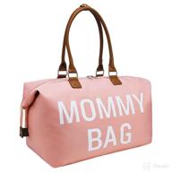 👜 printed diaper bag tote for new moms, spacious labor and delivery hospital bag with checklist and straps, travel-friendly weekender bag with extra large capacity, pink logo