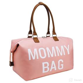 img 4 attached to 👜 Printed Diaper Bag Tote for New Moms, Spacious Labor and Delivery Hospital Bag with Checklist and Straps, Travel-Friendly Weekender Bag with Extra Large Capacity, Pink