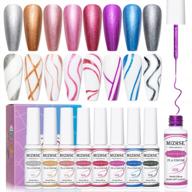 metallic gel nail art set: 8 colors of metal-effect painted gel for drawing lines and designs with sliver, gold, and glitter finish - mizhse logo