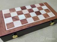 img 1 attached to Travel Metal Chess Set - Wooden Folding Board & Pieces For Adults & Kids | Fun Board Game! review by Justin Luna