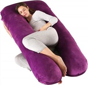 img 4 attached to Amagoing 57 Inches Pregnancy Pillows For Sleeping, U Shaped Maternity Full Body Pillow For Pregnant Women With Hip, Leg, Back, Belly Support, Washable Jersey Cover Included (Dark Purple)