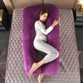 img 3 attached to Amagoing 57 Inches Pregnancy Pillows For Sleeping, U Shaped Maternity Full Body Pillow For Pregnant Women With Hip, Leg, Back, Belly Support, Washable Jersey Cover Included (Dark Purple)