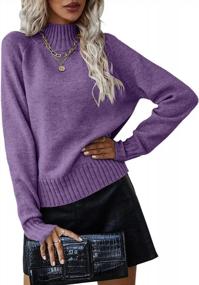 img 4 attached to Ferrtye Women'S Turtleneck Pullover Sweater With Raglan Sleeves And High-Low Ribbed Knit Design For Casual Comfort