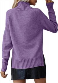 img 1 attached to Ferrtye Women'S Turtleneck Pullover Sweater With Raglan Sleeves And High-Low Ribbed Knit Design For Casual Comfort