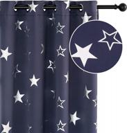 🌙 anjee kids navy blue stars blackout curtains, 45 inches length, silver foil print room darkening window curtain, thermal insulated grommet drapes, 2 panels, navy blue, 52x45 inches logo