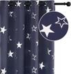🌙 anjee kids navy blue stars blackout curtains, 45 inches length, silver foil print room darkening window curtain, thermal insulated grommet drapes, 2 panels, navy blue, 52x45 inches logo