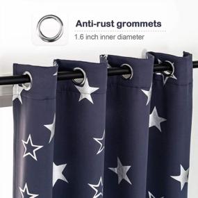 img 1 attached to 🌙 Anjee Kids Navy Blue Stars Blackout Curtains, 45 Inches Length, Silver Foil Print Room Darkening Window Curtain, Thermal Insulated Grommet Drapes, 2 Panels, Navy Blue, 52x45 Inches