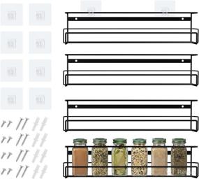 img 4 attached to 🔥 Maximize Kitchen Storage with Meluke Wall Mounted Spice Rack Organizer for Cabinet Door - Set of 4 Condiment Seasoning Organizers