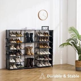 img 3 attached to YOUDENOVA 7-Tier Boot Rack Storage Shelf Organizer For 42 Pairs Of Shoes, Black