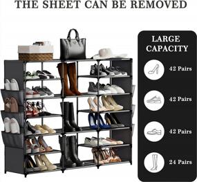 img 1 attached to YOUDENOVA 7-Tier Boot Rack Storage Shelf Organizer For 42 Pairs Of Shoes, Black