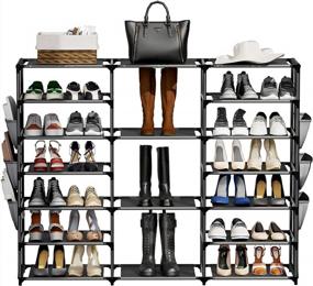 img 4 attached to YOUDENOVA 7-Tier Boot Rack Storage Shelf Organizer For 42 Pairs Of Shoes, Black