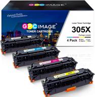 🖨️ gpc image remanufactured toner cartridge replacement - compatible with laserjet pro 400 color printers - hp 305x 305a ce410x - black, cyan, magenta, yellow logo