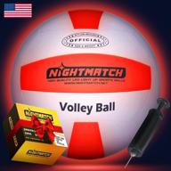 играйте в волейбол после захода солнца с помощью nightmatch светящегося в темноте волейбольного мяча с led-подсветкой - официальный размер и водонепроницаемый - включает в себя дополнительный насос и батарейки! логотип