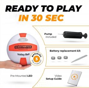 img 2 attached to Play Volleyball After Dark With NIGHTMATCH LED Light Up Volleyball - Official Size And Waterproof - Includes Extra Pump And Batteries!