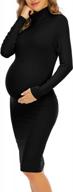 yeshape turtleneck & long sleeve maternity dress side ruched maternity dress for daily wear baby shower maternity photoshoot logo
