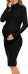 yeshape turtleneck & long sleeve maternity dress side ruched maternity dress for daily wear baby shower maternity photoshoot logo