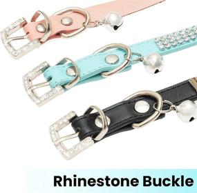 img 1 attached to JVVGPET Cat Collar with Bells - Stylish Soft Leather Pet Accessories for 🐱 Cats and Puppies - Adjustable Rivet Rhinestone Bling Collection in Pink, Blue, and Black