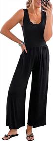 img 4 attached to Women'S Loose Sleeveless Jumpsuit With Adjustable Spaghetti Straps, Long Pants, Pockets And Casual Style
