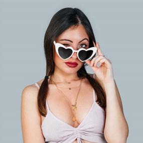 img 3 attached to 6 Pack Vintage Cat Eye Sunglasses For Women - Retro Heart Shaped Glasses For Bridal Bachelorette Parties!