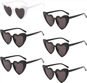 img 4 attached to 6 Pack Vintage Cat Eye Sunglasses For Women - Retro Heart Shaped Glasses For Bridal Bachelorette Parties!