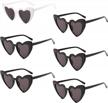 6 pack vintage cat eye sunglasses for women - retro heart shaped glasses for bridal bachelorette parties! logo