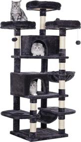 img 4 attached to Bewishome 65.3" Cat Tree For Large Indoor Cats - Multi-Level Cat Tower With Sisal Scratcher, Plush Perches, Hammock, Cat Condo Playhouse - Kitty Activity Center And Furniture (MMJ21H)